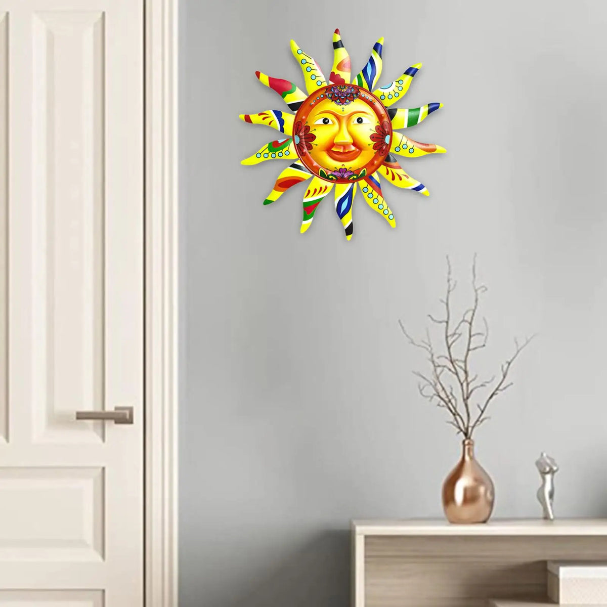 Wall Art Decor Waterproof Statues Sun Abstract Metal Wall Art Wall Hanging Decor Quake