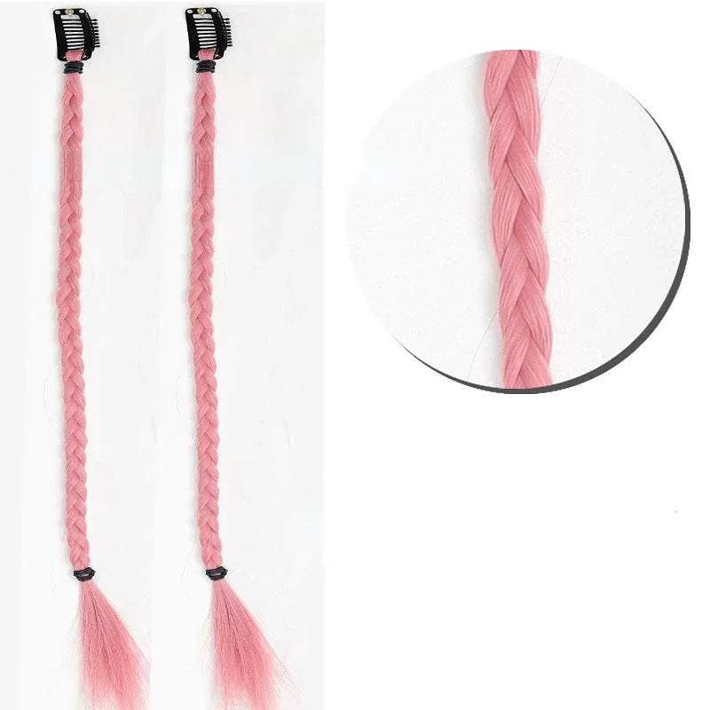 2pcs/set Y2K Boxing Braids Girls Cool Fashion hair Braide Women Fried Dough Twist Braid Traceless Invisible BB Clip Boxing Braid Quake cherry pink