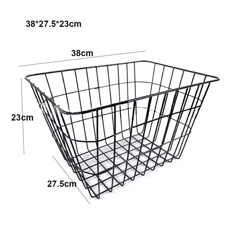 Easy To Install Bicycle Rear Basket Fixed Durable Adjustable Bike Rear Basket Metal Black/Silver Enlarged Bike Basket Quake 3