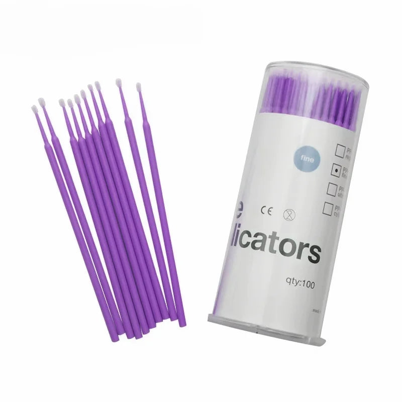 vvocci 100pcs Disposable Mini Makeup Applicator Brushes – Barrel Eyelash Extension & Mascara Brushes, Single-Use Cosmetic Tools Quake