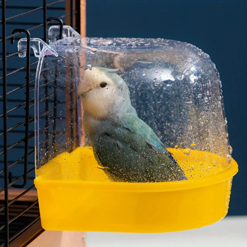 1PCS Hanging Bird Bath Cube Parrots Bathtub Shower Box Cage Accessory For Little Bird Canary Budgerigar Cockatiel Lovebird ﻿ Quake