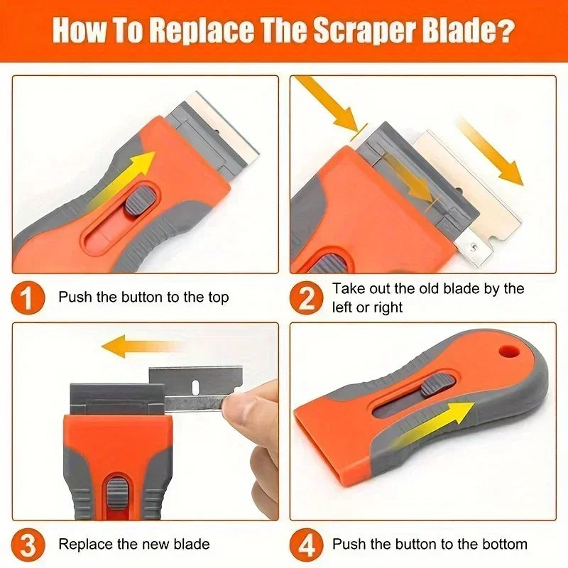 Professional Label Remover Scraper–10/20 blades with telescopic handle. Ideal for removing stickers from any surface efficiently Quake