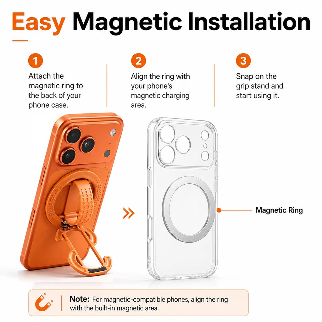 Magnetic Ring iPhone Holder For MagSafe Grip Simplicity Rotation for Phone Foldable Bracket Quake