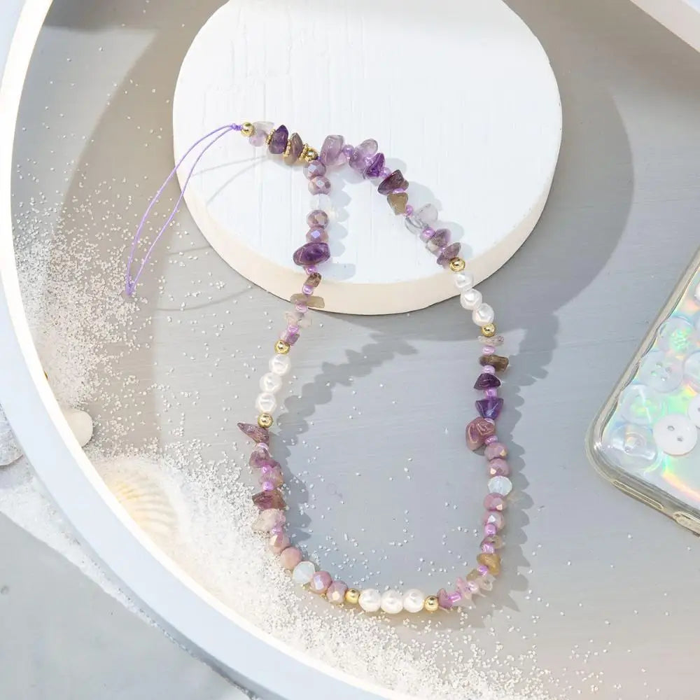 Fashion Jewelry Anti-Lost Beaded Keychain Hanging Cord Cellphone Strap Mobile Phone Chain Lanyard Mobile Phone Lanyard Quake