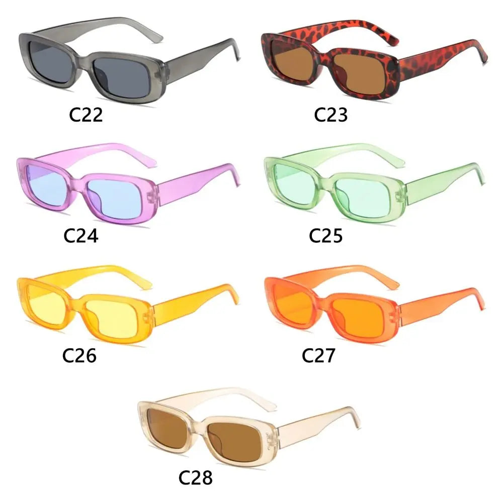 Trendy Narrow Square Frame Y2K Sun Glasses Candy Color UV400 Protection Rectangle Sunglasses Black Shades for Women Men Quake
