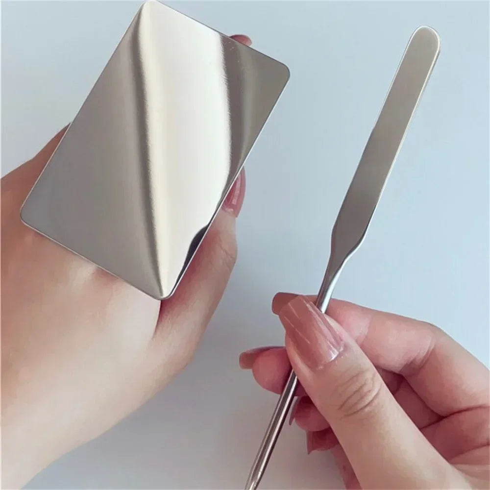Palette Tray Stainless Steel 2PC Mixing Rod Set Makeup Toner Spatula Mixing Stick Foundation Cream Mixing Cosmetic Make Up Tool Quake