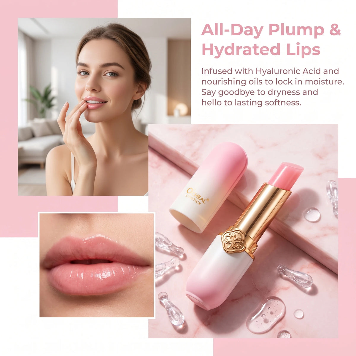 Twist Up Solid Lipstick Stick Moisturizing Pink Shine Glossy Long Lasting Smooth Lip Color Crayon Party Festival Daily Makeup Quake