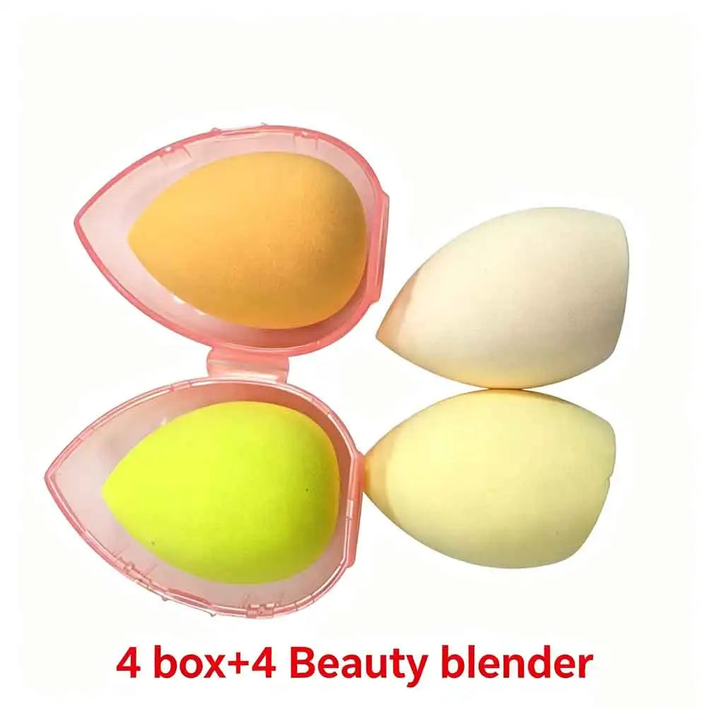 vvocci Gourd Oblique Cut Powder Puff Makeup Sponge Makeup Sponge Beauty Cosmetic Egg 4pcs Beauty Blender Teardrop Quake M81 yellow Pink-box