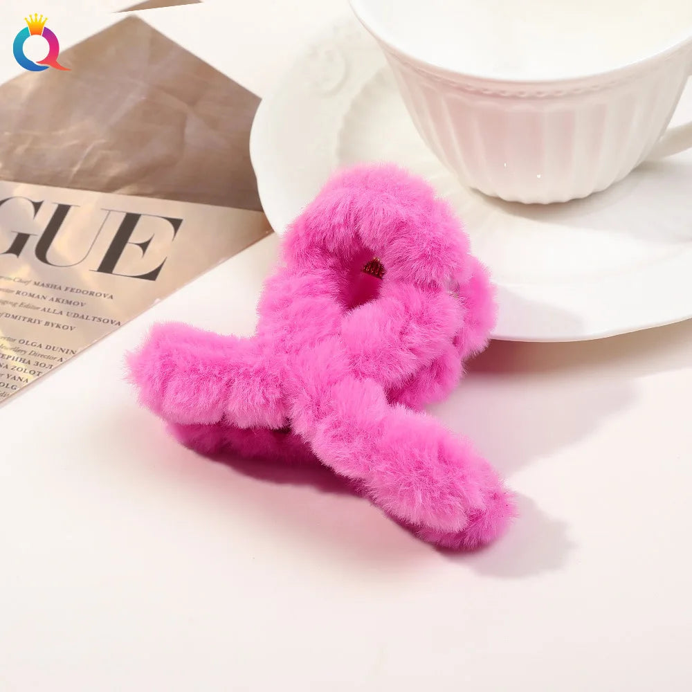 Autumn Winter Plush Ponytail Clip Sweet Cute Bangs Side Hairpin Broken Hair Grab Clip Women Girls Hair Accessories Wholesale New Quake 9cm rs
