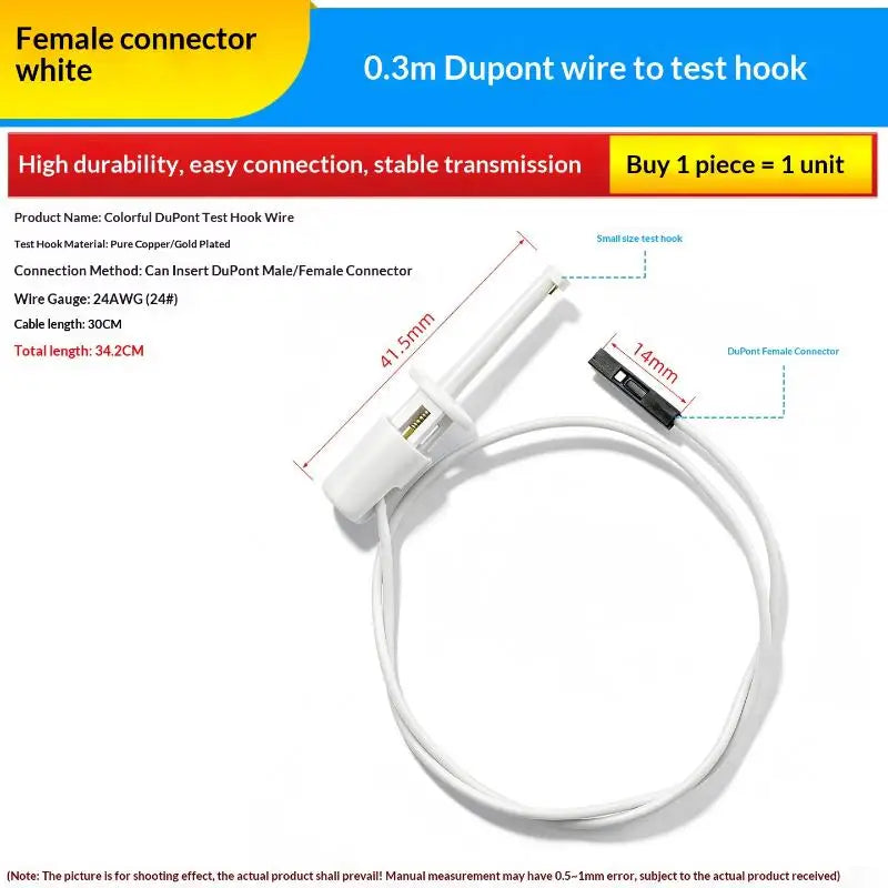 1Pcs Electrical Test Hooks With Male Female Connector Wire Transistor Tester Probe Clip For Multimeter Instrumentation Quake I