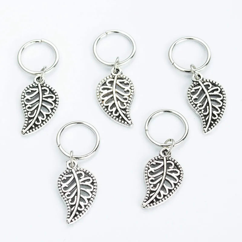 5-10pcs/set Hair Braids Tools Hair Accessories Personality DIY Pendant Coin Ring Leaves Pendant Rings Decor Braiding Hair Braids Quake 5pcs NO.23
