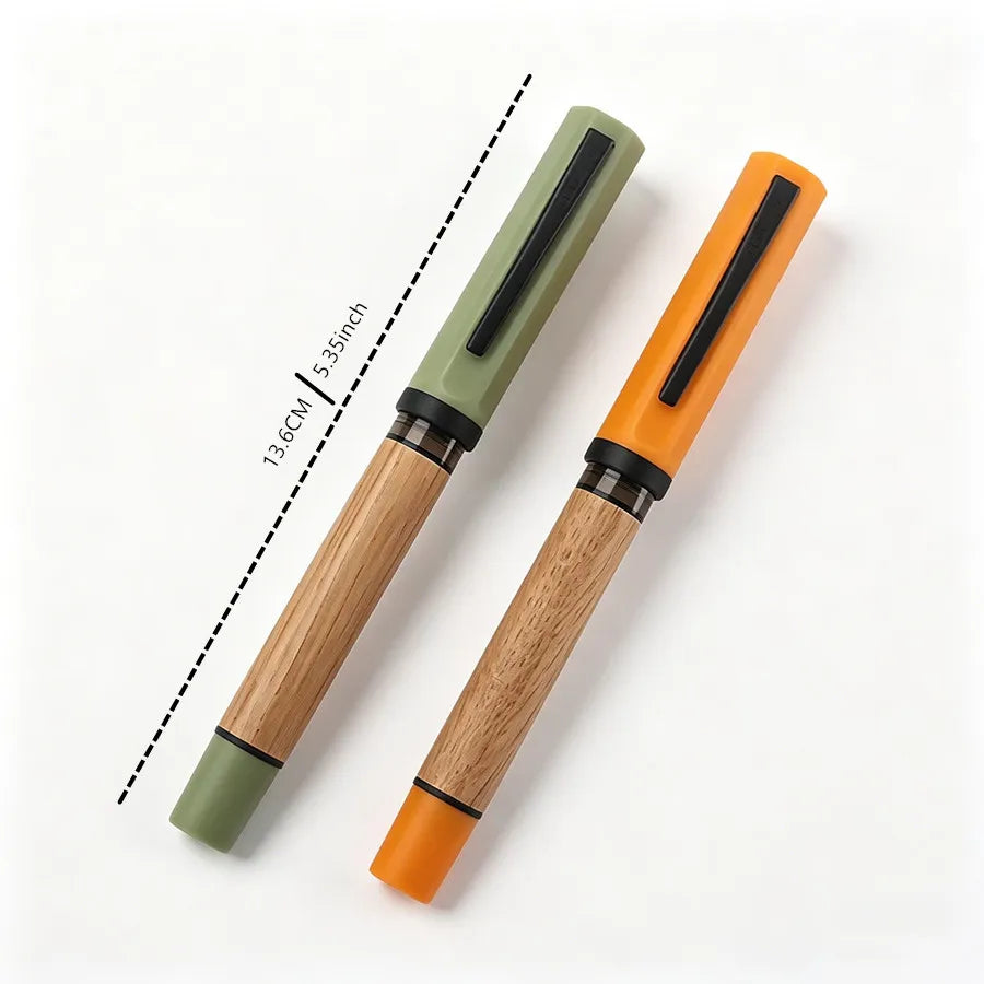 JINHAO 58D Wooden Fountain Pen 0.3mm Nib Oak Wood Ink Pen For Student School Office Calligraphy Writing Gift Pen Quake