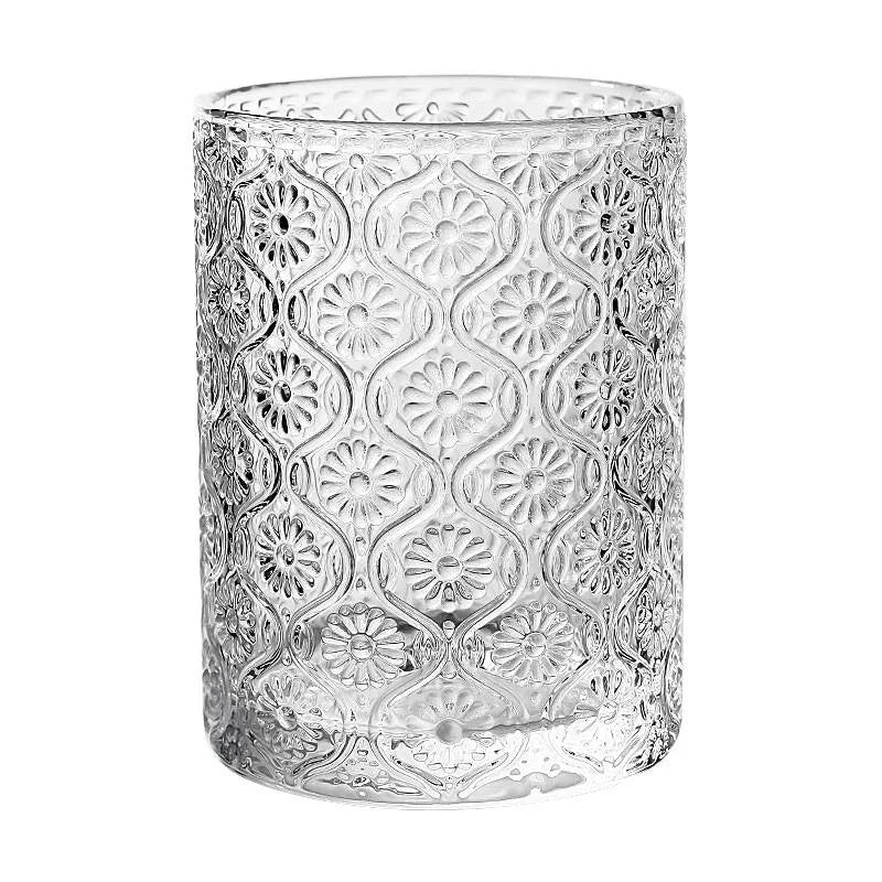 Vertical Striped Glass Cup Japanese Embossed Tumbler Heat‑Resistant Transparent Coffee Juice Mug Drinking Glass Quake