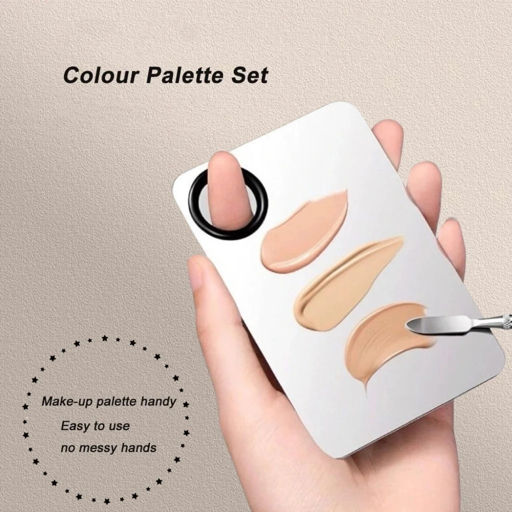 vvocci 3set Stainless Steel Palette Flat Head Foundation Brush Mixing Spatula Makeup Tool Lightweight Makeup Brush Quake