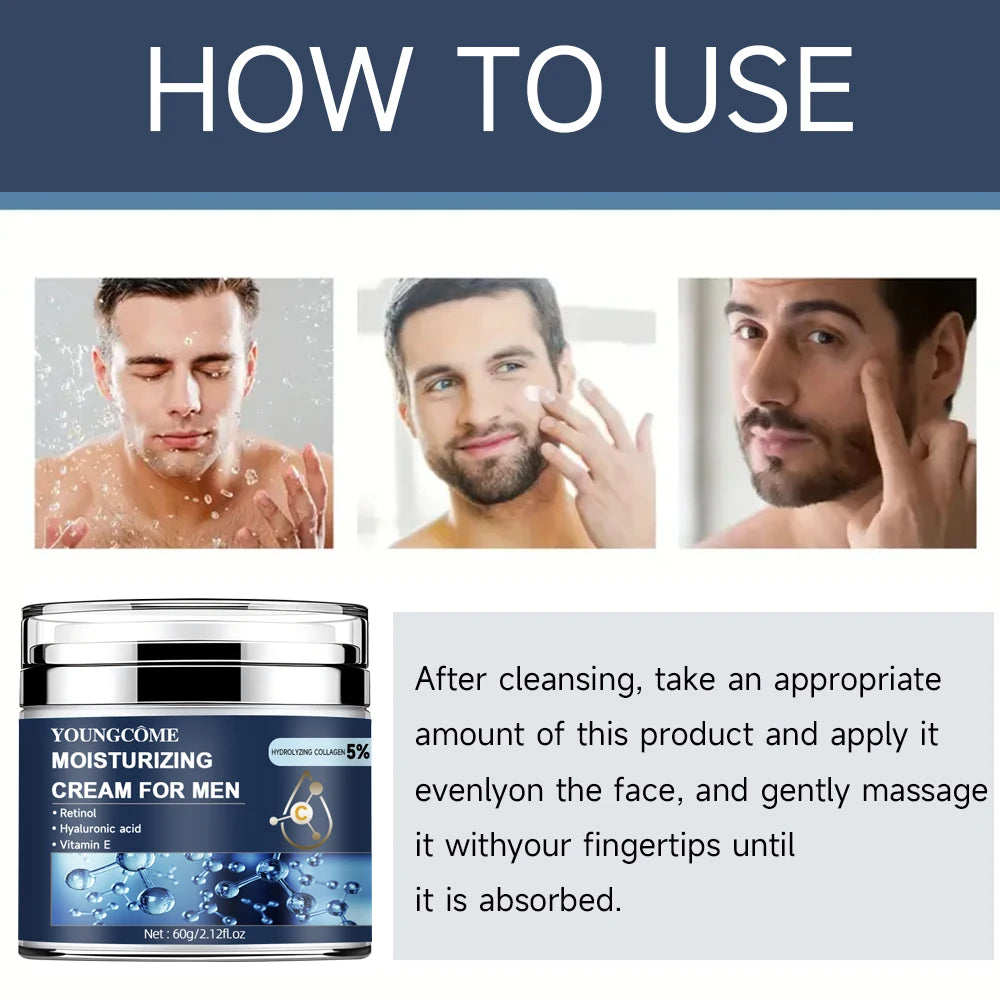 Men's Collagen moisturizing cream with retinol and vitamins, Anti-wrinkle Repair,fade fine lines,hyaluronic acid facial skincare Quake