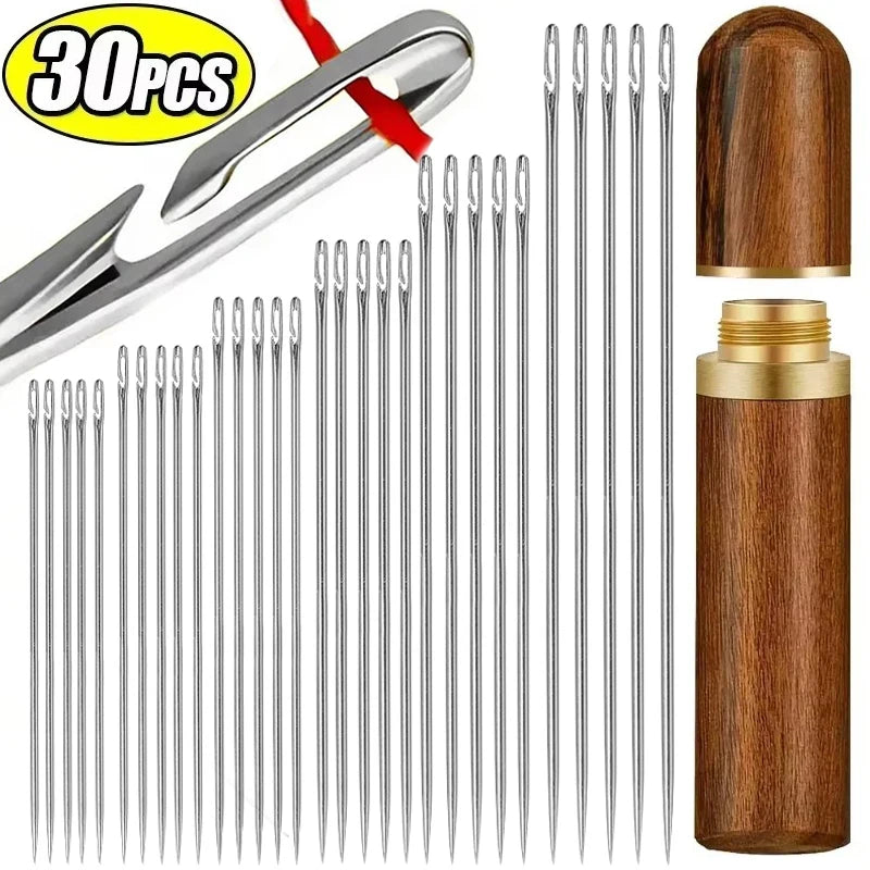 Side Hole Blind Sewing Needles Stainless Steel Elderly Needles Hand Sewing Stitching Pin DIY Home Self Threading Needle with Thi Quake