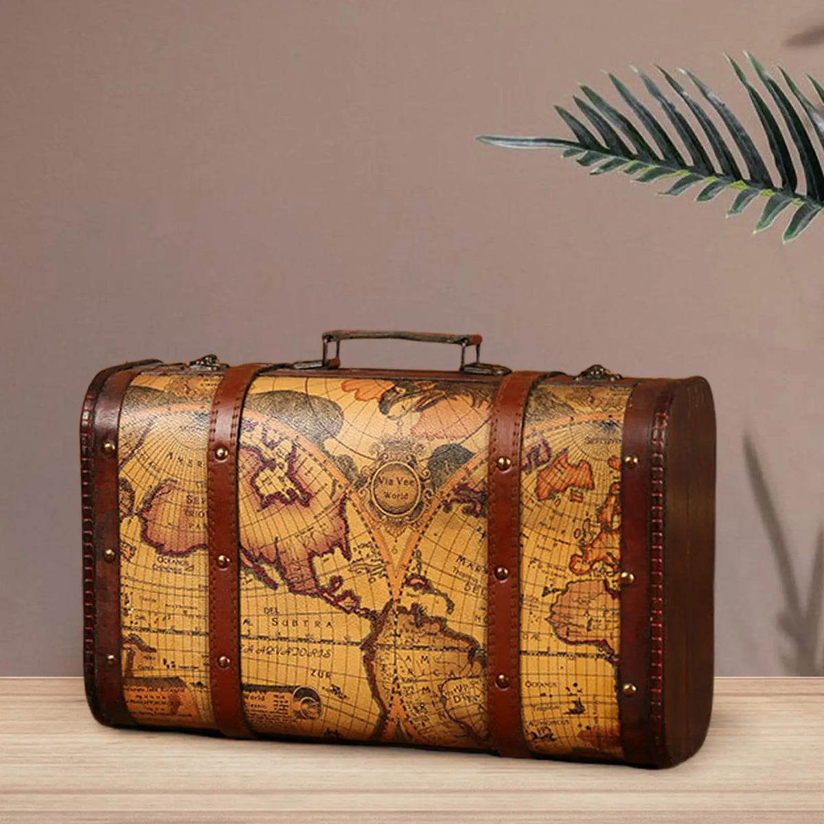 Vintage Suitcase with Handle Suitcases Photo Props Wooden Trunk Decorative Box Suitcase Wood Chest for Shop Window Shop Bedroom Quake