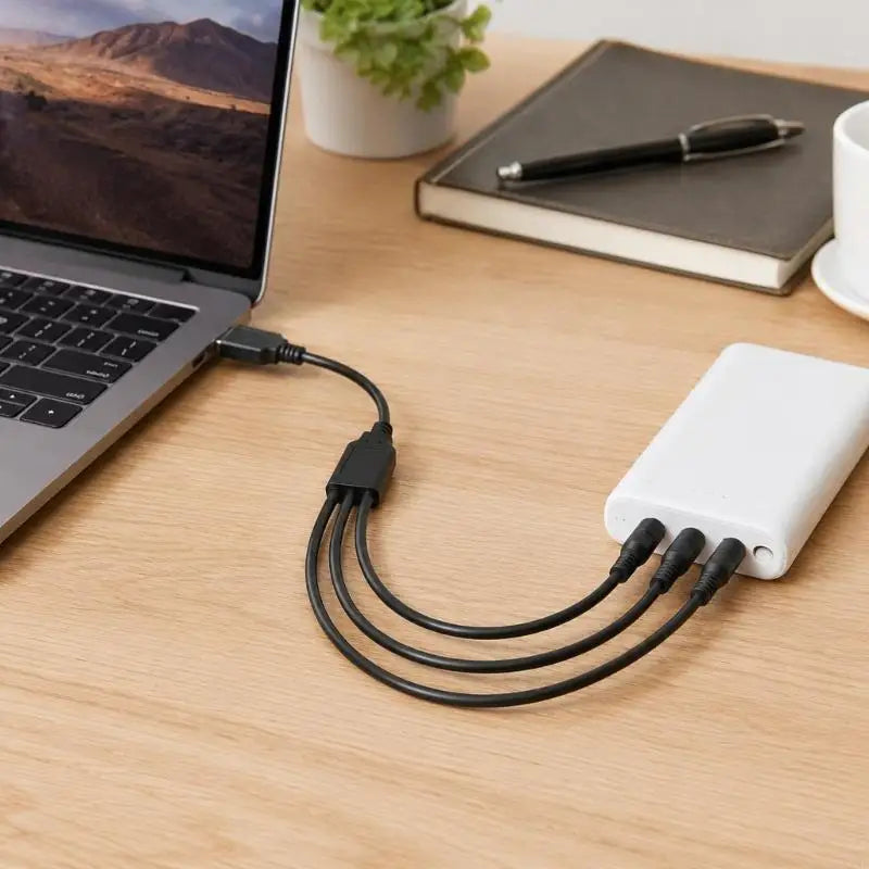 Center-Positive USB Power Splitter Cord with DC5521 Male Outputs, PVC Insulation, and a Branched Cable Construction K1KF Quake