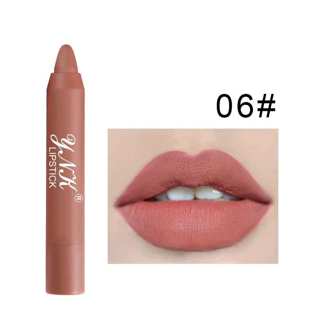 1pc Matte Lipstick Pen Automatic Rotary Lipstick Pencil Waterproof Non Fading Lip Liner Sexy Red Tint Lip Makeup Cosmetics Quake 06
