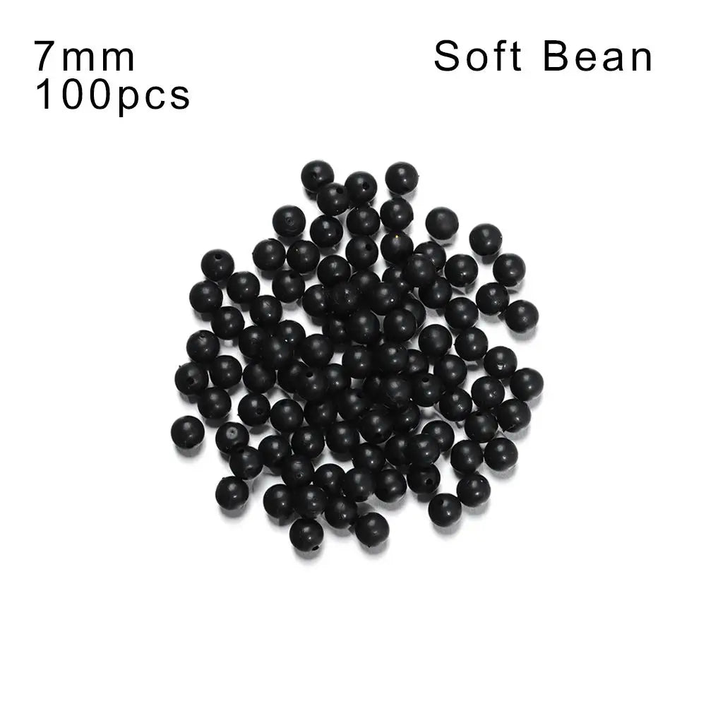High Quality Plastic Stoppers Night Black Fishing Floats Beads Round Soft and hard bean Quake Soft Bean-7mm