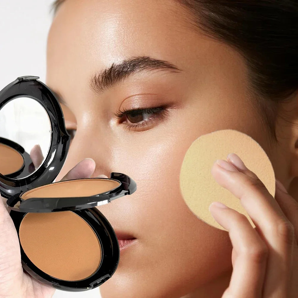 2 in 1 Double Layer Powder Concealer Full Coverage Long Lasting Oil Control Waterproof Makeup with Puff for Daily Use Quake