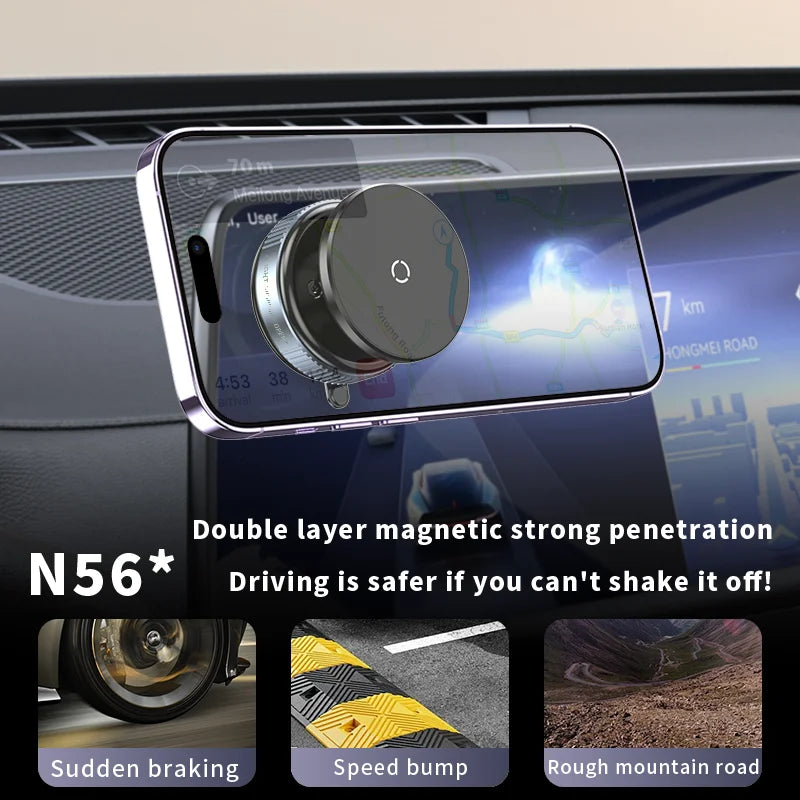 K009 Car Phone Holder Mechanical Vacuum Suction Cup Strong Magnetic Adsorption Bracket For Gym Kitchen Car Navigation Stand Quake