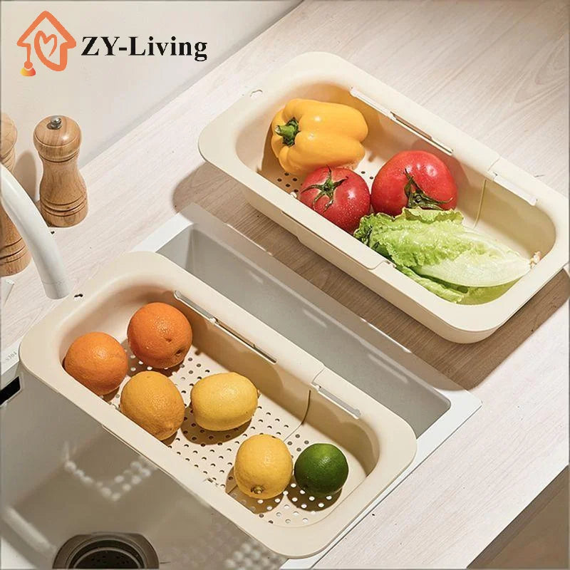 1Pcs Telescopic Sink Drain Basket Plastic Kitchen Sink Storage Basket Quake