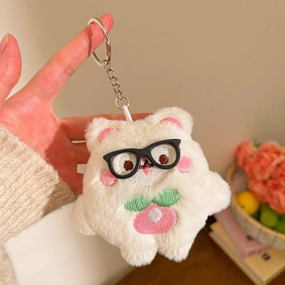 Kawaii Soft Plush Keychain 10cm Mini Stuffed Key Ring Plush Cat Doll Pendant Car Accessories Quake