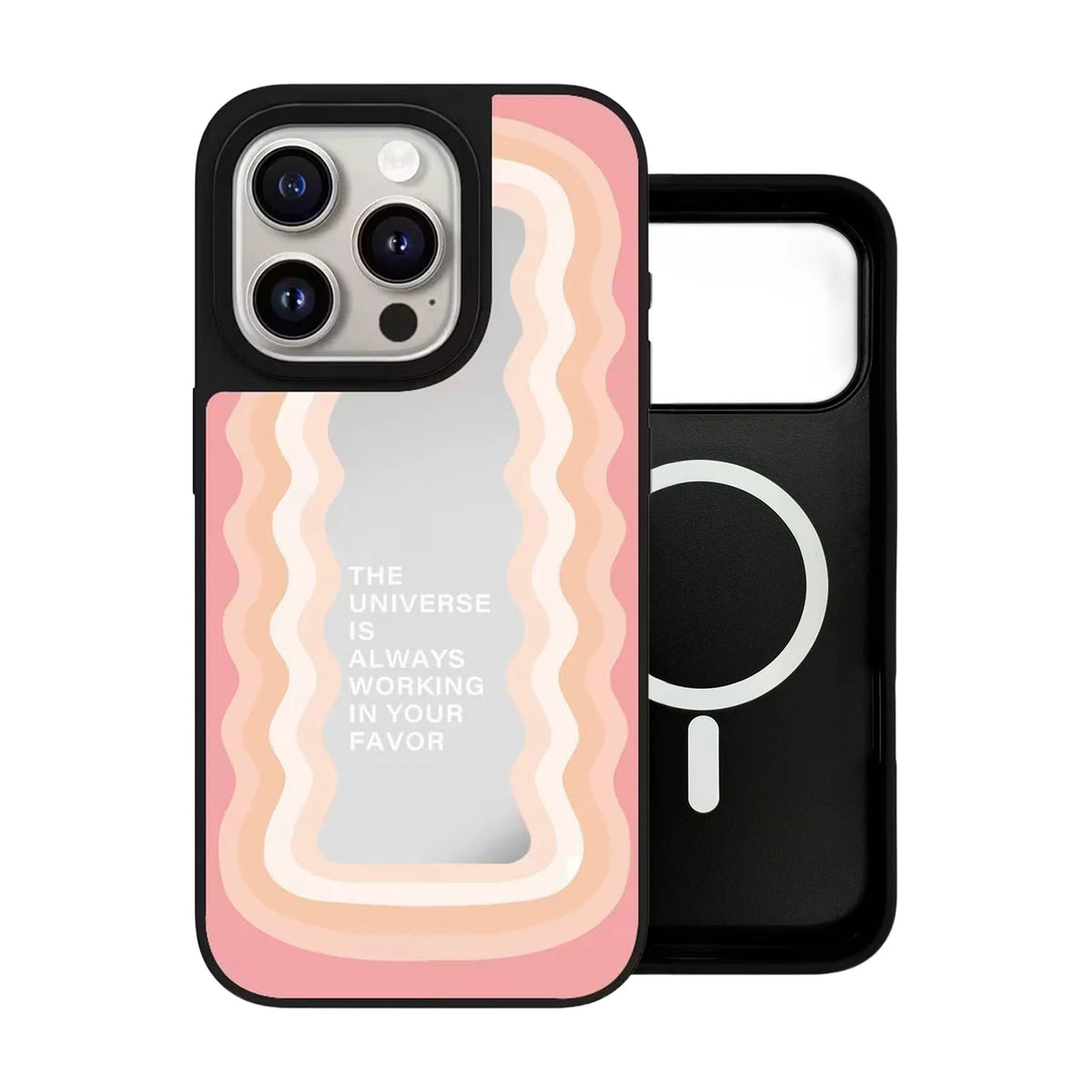 608312 Mirror Surface Magnetic Phone Case Cover for IPhone 13 14 15 16 17 18 Pro Max Case Cartoon Quake mirror (MagSafe) iPhone 15 Pro