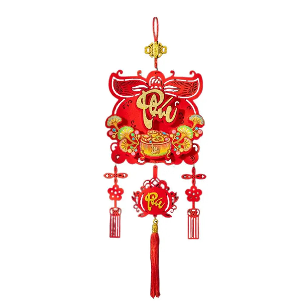 Vietnamese Spring Festival Festive Red Hanging Ornament Horse Year Symbol Tassel Traditional Wall Hanging Tet 2026 Celebration Quake A