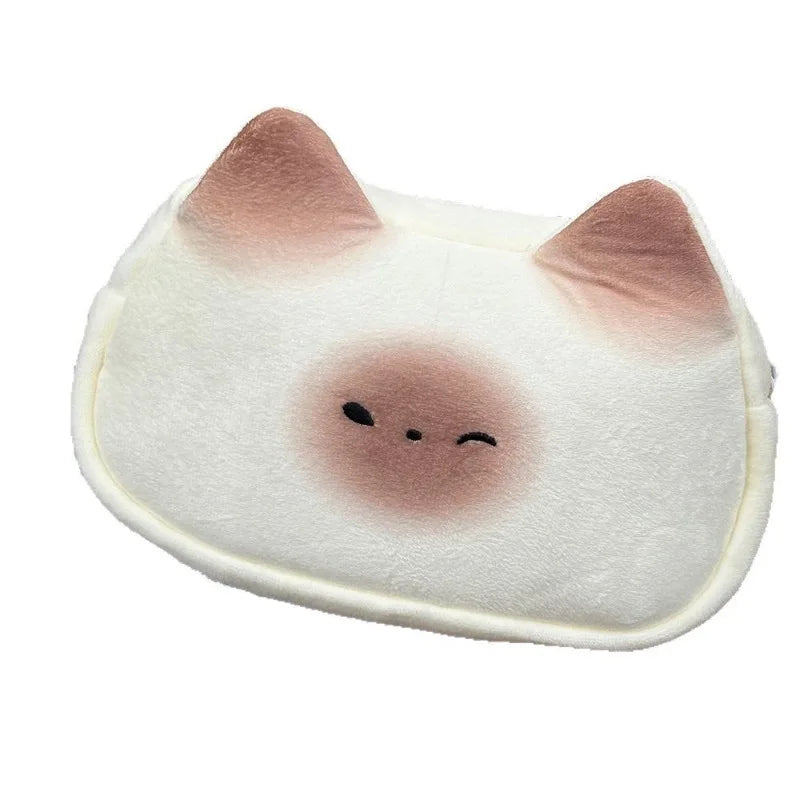1pcs Cute Siamese Cat Plush Pencil Case Cartoon Kitten Design Stationery Pouch for Students and Office Use Quake