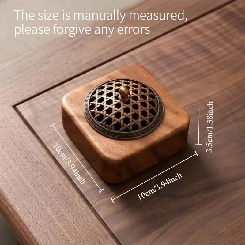 Walnut Square Aromatherapy Incense Burner Hollow Wooden Box Home Indoor Sandalwood Coil Incense Desktop Ornament Quake mahogany zen