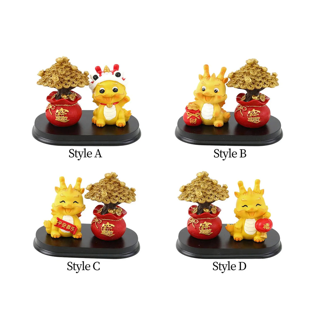 Chinese Dragon Statue with Money Tree Statue Lucky Wealth Figurine Resin Desktop Chinese Fortune Sculpture for Bookcase Hotel Quake
