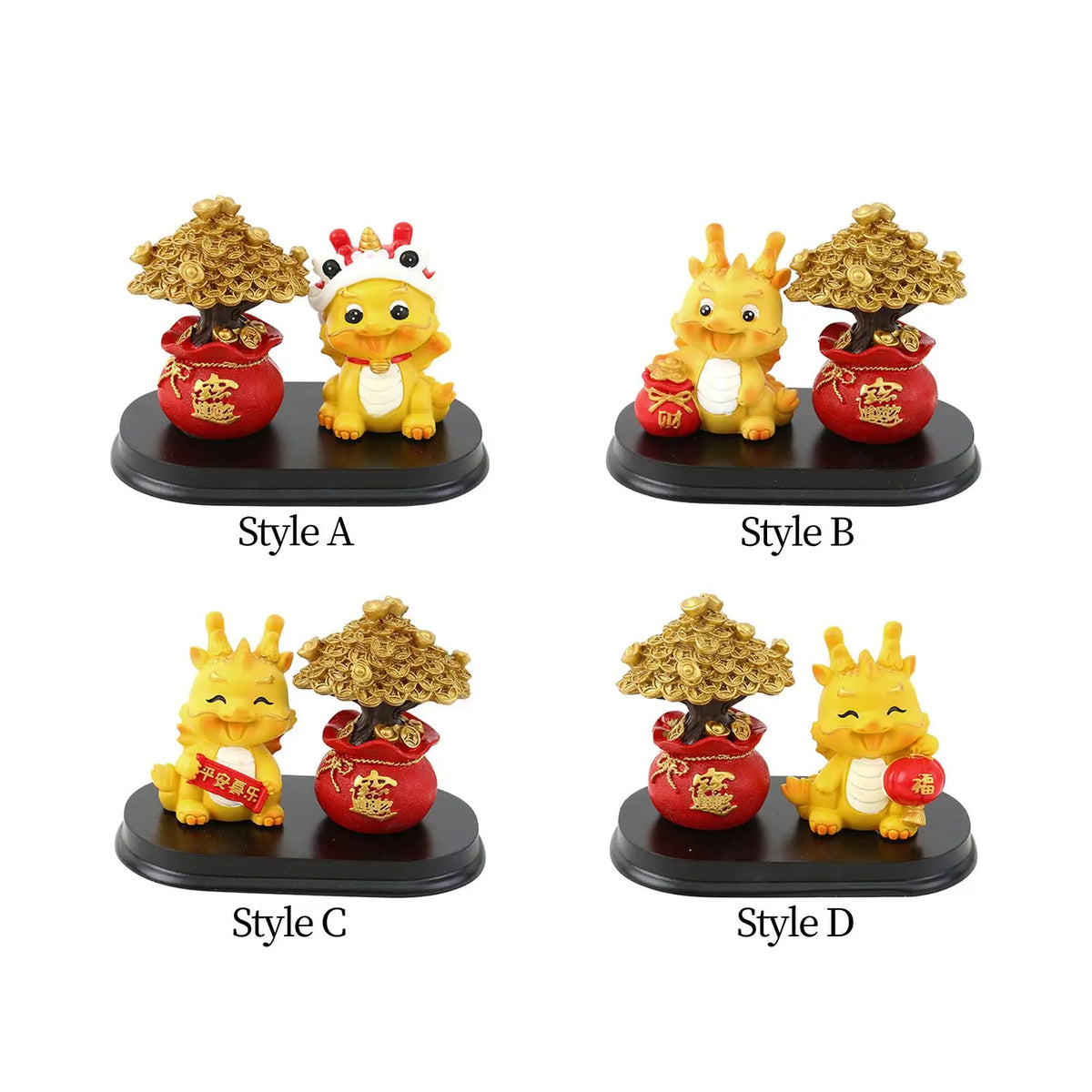 Chinese Dragon Statue with Money Tree Statue Lucky Wealth Figurine Resin Desktop Chinese Fortune Sculpture for Bookcase Hotel Quake