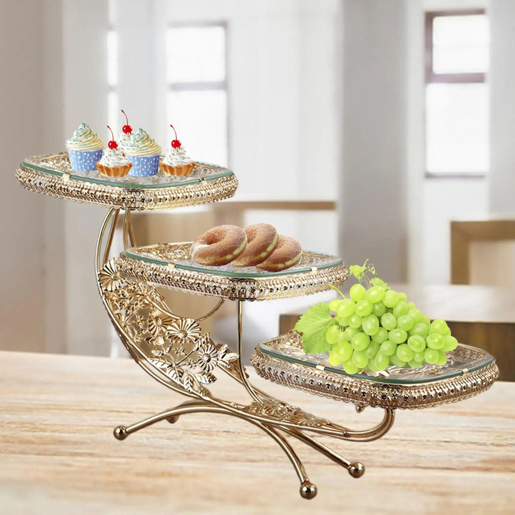 Layered Cupcake Stand Trim Tray 3 Layer Dessert Buffet Display Tower for Restaurant Kitchen Household Vanity Tray Party Supplies Quake
