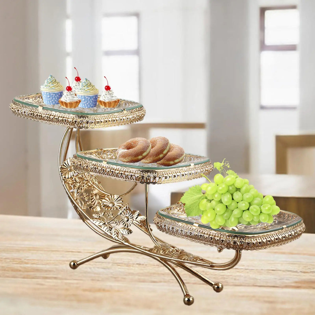 Layered Cupcake Stand Trim Tray 3 Layer Dessert Buffet Display Tower for Restaurant Kitchen Household Vanity Tray Party Supplies Quake