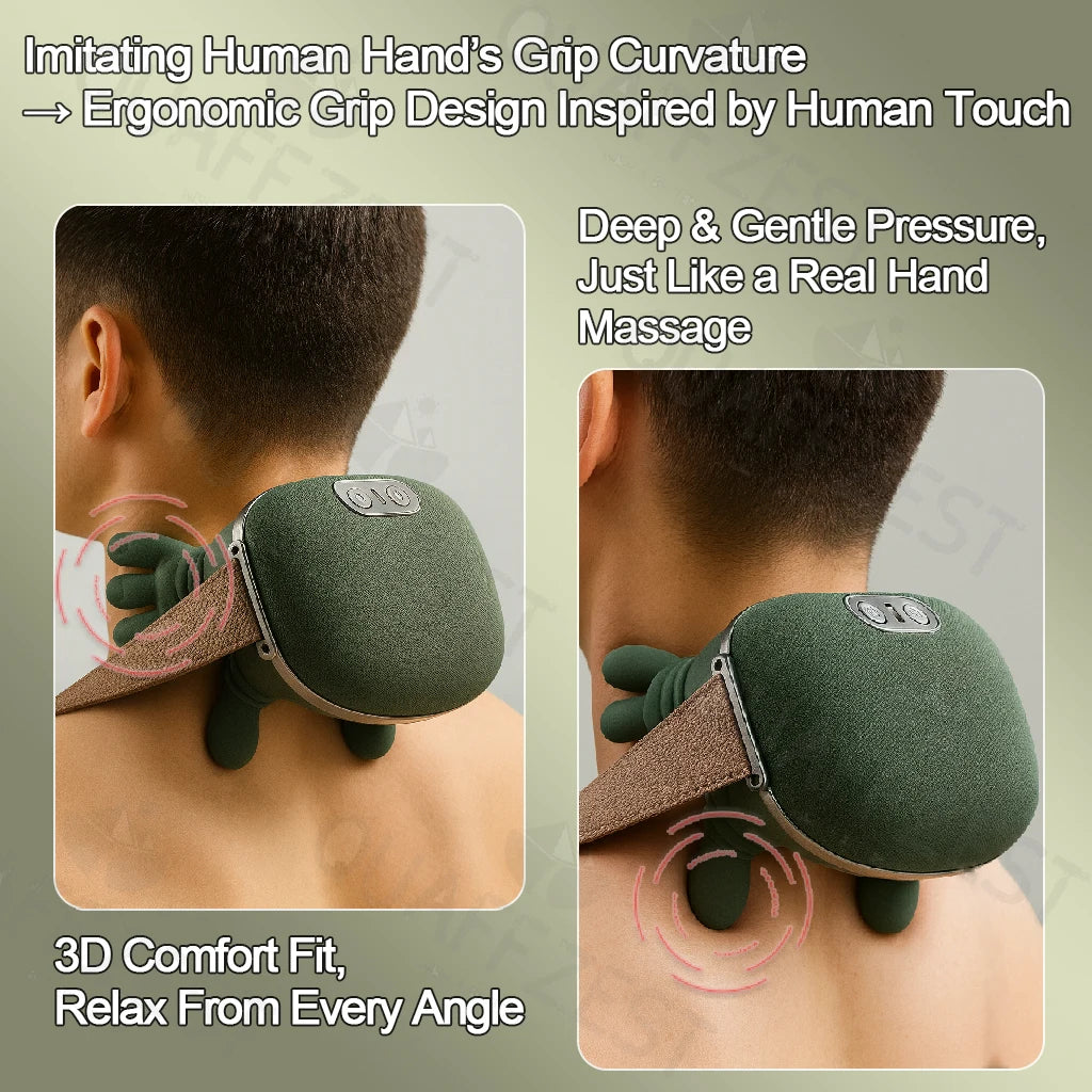 Bionic Finger Neck Shoulder Massager Wireless Neck Cervical Trapezius Kneading Massage Shawl Brushless Motor Neck masajeador Quake