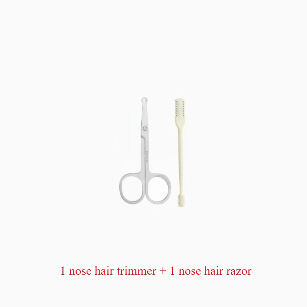 vvocci Nose Hair Trimmer Double-headed Nose Hair Trimmer Spiral Ear Pick Nose Hair Trimmer Stainless Steel Nose Hair Scissors Quake M103 Silver 2 set