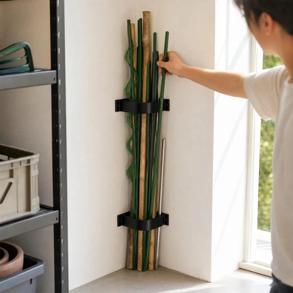5/1PCS Wall Mounted Corner Tool Storage Rack Heavy Duty Space Saving Tool Storage Bracket Plastic Pole Organizer Rack for Garden Quake