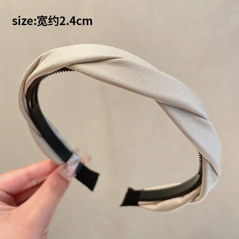 Solid Fabric Wrap Headband for Women Girls Sweet Elegant Headband Simple Hair Hoop Head Band Hair Ornament Fashion Accessories Quake ms