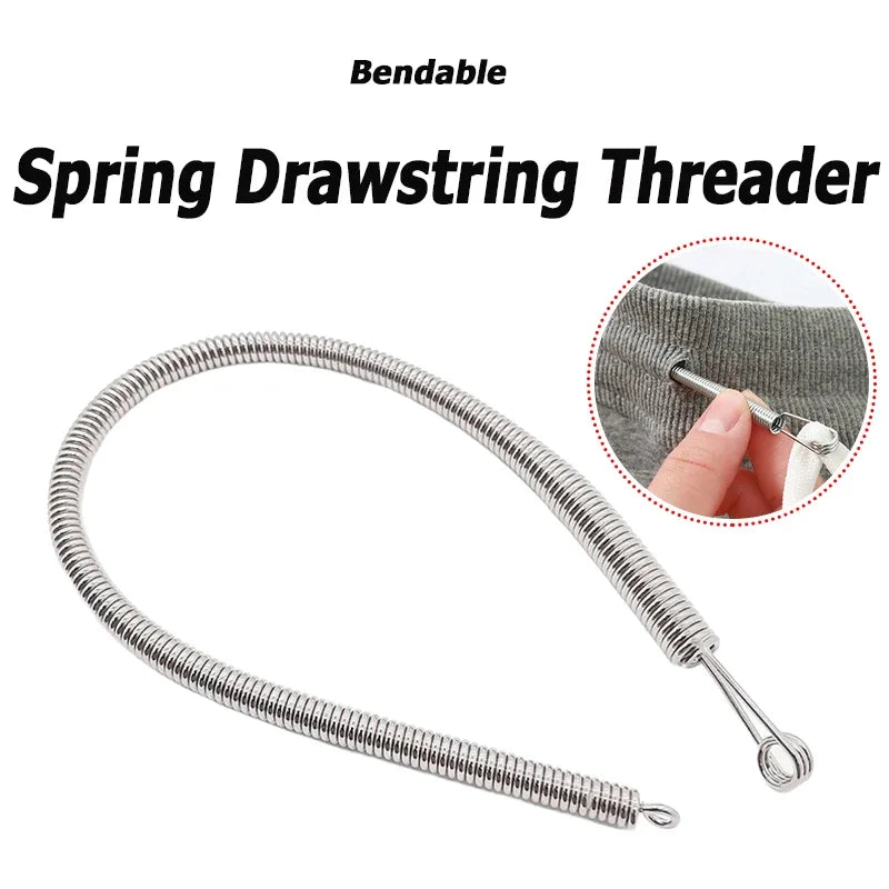 Bendable Spring Drawstring Threader Clip Pants Hoodies Elastic Band Lace Cord Flexible Drawstring Thread DIY Sewing Accessories Quake