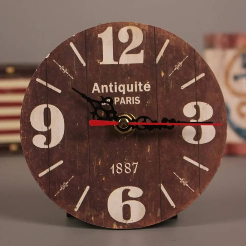 New Wooden MDF Clock Round Shape Home Decoration Wall Clock Covered by Paper Desk Clock Living Room Quake