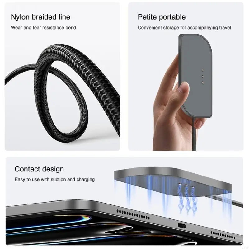 Flexible Charging Cable with Silicone Sheath, Source End, and Three-Contact Head for Supported Tablets K1KF Quake
