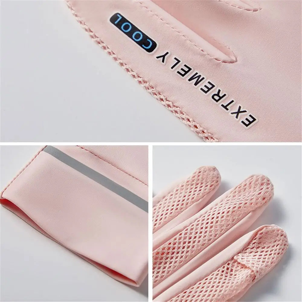 Women Female Thin Sunscreen Anti-UV Gloves Mittens Ice Silk Gloves Sun Protection Gloves Quake