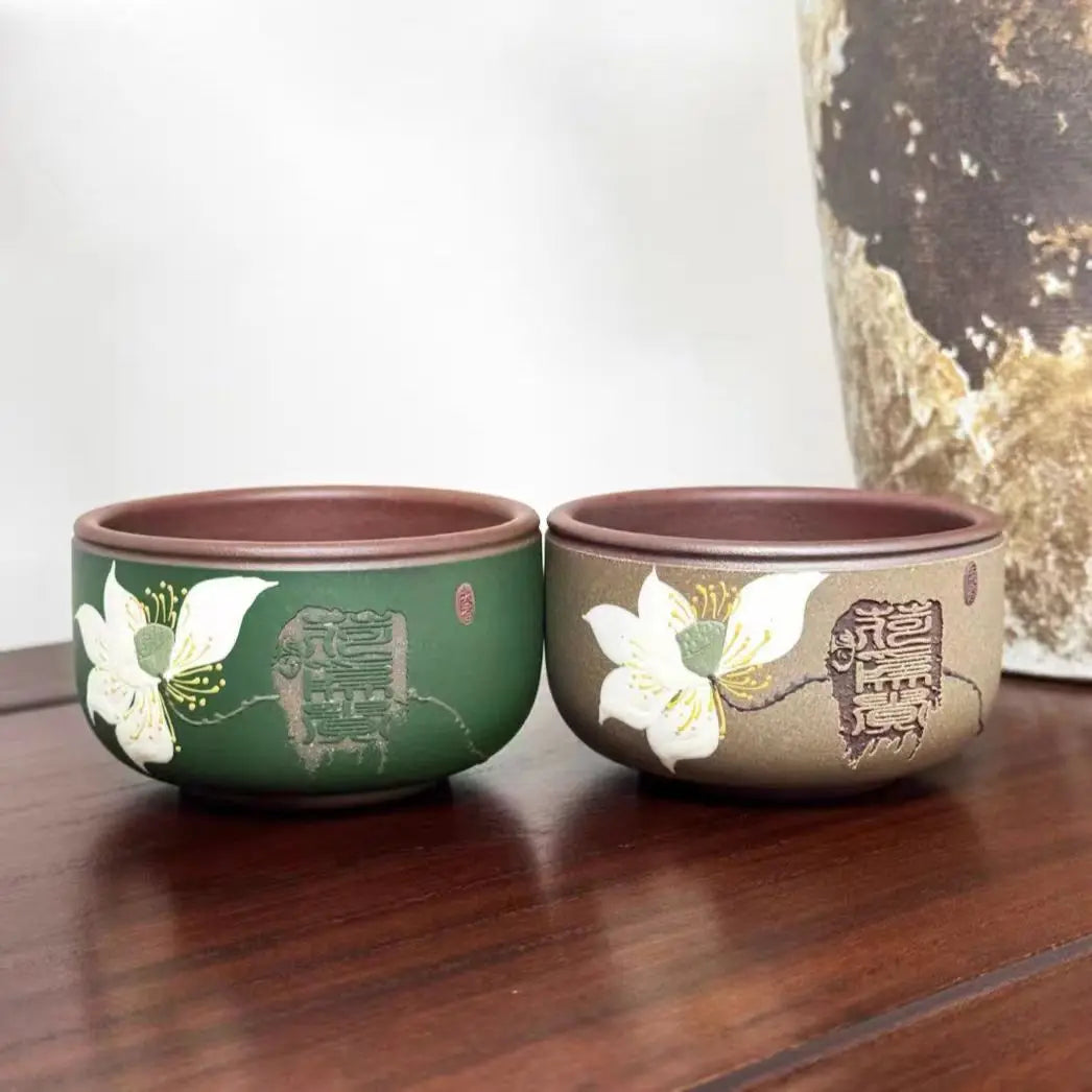 Zisha Master Cup Handmade Inlay He Wei Gui Kung Fu Teacup Tasting Cup Tea Drinking Cup 110ml Quake