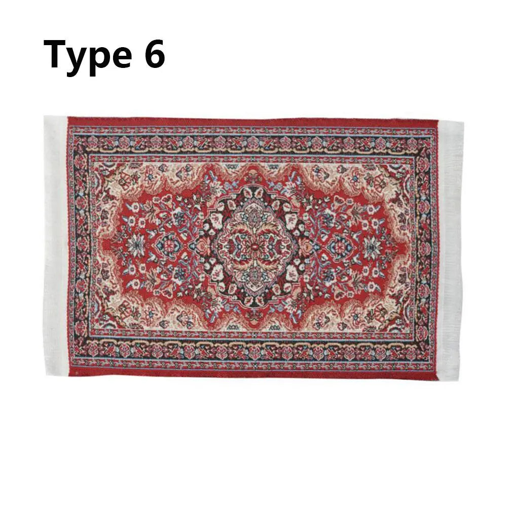Toy Playing House Turkish Style Floor Coverings Miniature Weaving Rug Accessories Dollhouse Carpet Quake type 6