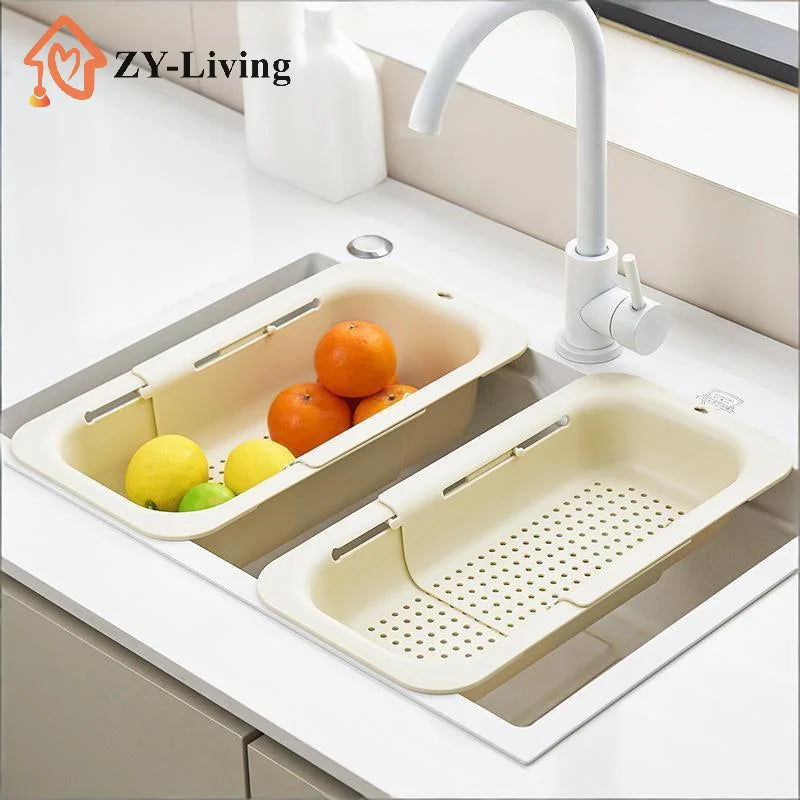 1Pcs Telescopic Sink Drain Basket Plastic Kitchen Sink Storage Basket Quake