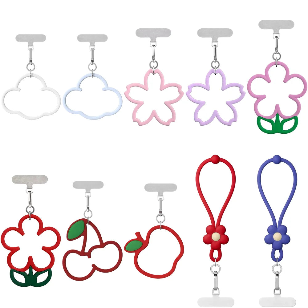 Heart Cherry Apple Silicone Knot Short Phone Charm Accessories for Galaxy for IPhone 12 13 14 15 16 17 18 Pro Max Case Quake