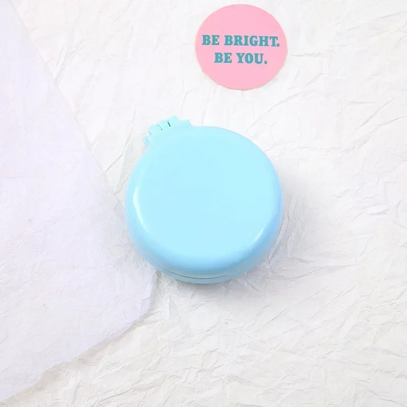 Portable Mini Round Hair Comb with Mirror Pocket Small Size Traveling Massage Folding Hair Comb Women Hair Brushes Styling Tools Quake Blue