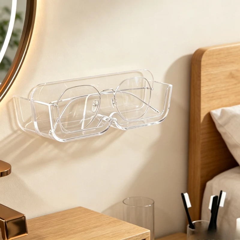 Wall Mount Eyeglasses Storage Holder Anti-Press Sunglasses Display Rack for Bedroom Bathroom Glasses Organizer Quake